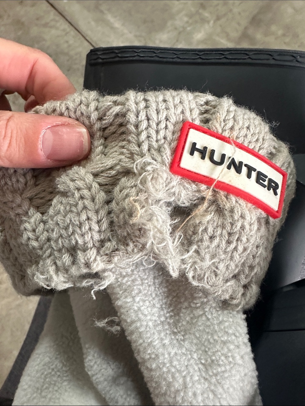 Hunter Black Rain Boots with Cream Knit Cuffs - Picture 11 of 11